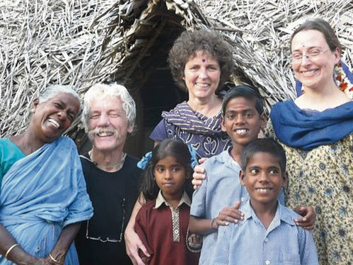 Koen on beach with children